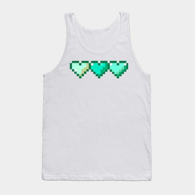 Teal Row of Hearts Pixel Art Tank Top by christinegames